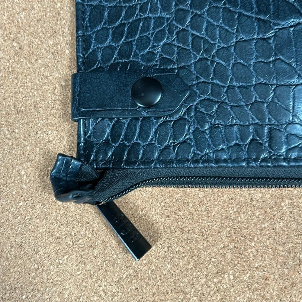Beis Black Faux Leather The work Tote Croc Laptop Sleeve